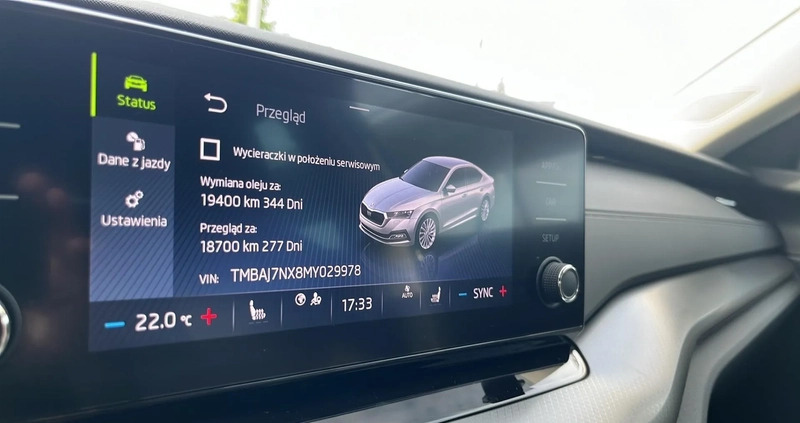 Skoda Octavia cena 101900 przebieg: 65000, rok produkcji 2020 z Lidzbark małe 211